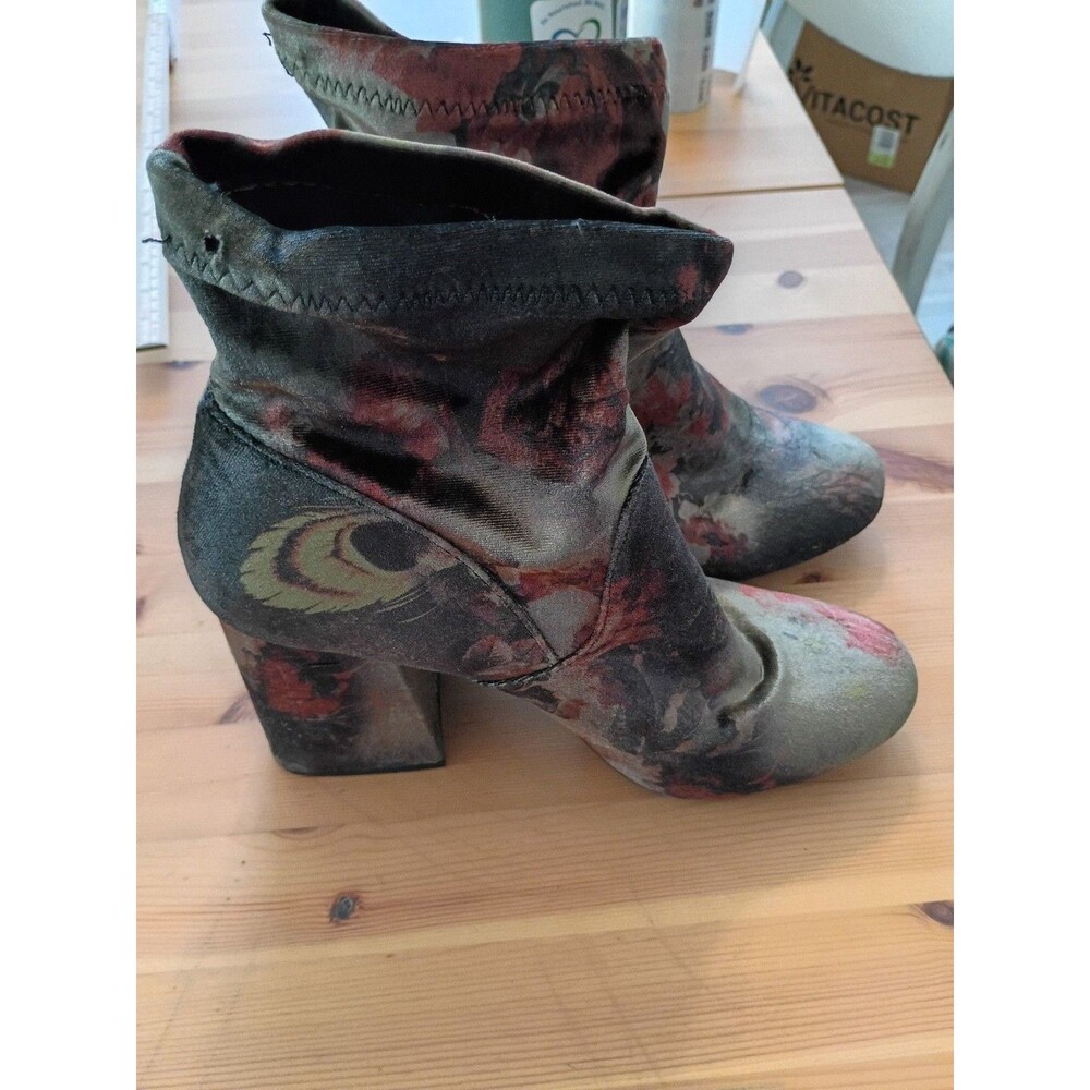 Block Heel Sanderson Sister Baddie Witch Booties Velvet Floral Ankle Boots